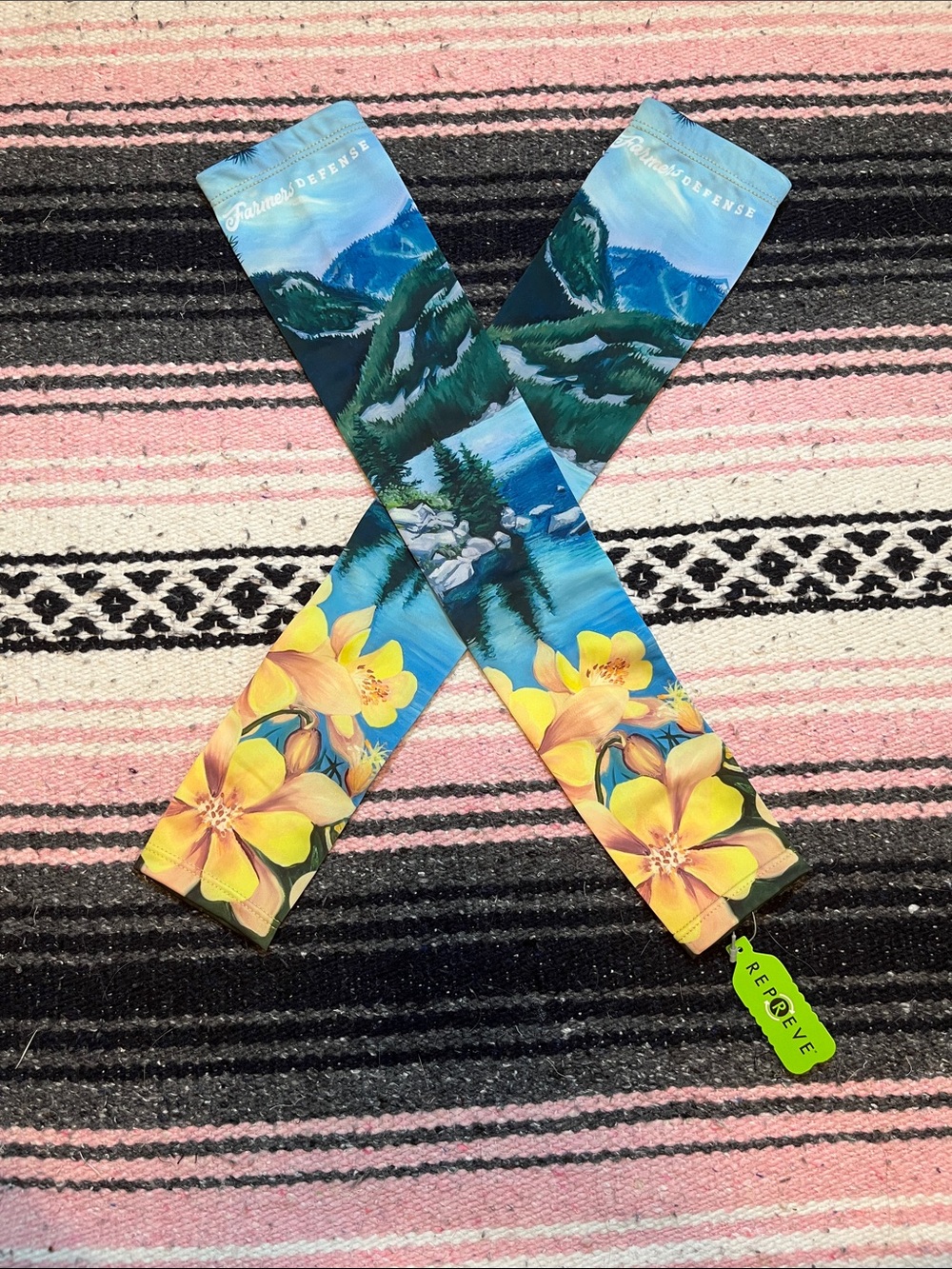 Repreve Floral & Mountain Arm Sleeve Pair - Blue, Green, Yellow